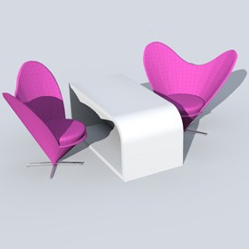 Club table&chairs set 3D Object | FREE Artlantis Objects Download